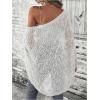 imageSHENHE Womens Open Front Loose Hollow Out Casual Dolman Sleeve Asymmetrical CardiganWhite