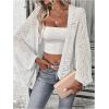 imageSHENHE Womens Open Front Loose Hollow Out Casual Dolman Sleeve Asymmetrical CardiganWhite