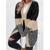 imageSHENHE Womens Plus Size Color Block Knit Cardigan Open Front Drop Shoulder Sweater Outerwear