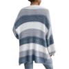 imageSHENHE Womens Striped Color Block Open Front Fuzzy Cardigan Sweater Coat with PocketsWhite and Blue