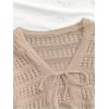 imageSHENHE Womens Tie Front Hollow Out Cover Up Summer Boho Knit Cardigan Crop TopsApricot