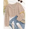 imageSHENHE Womens Tie Front Hollow Out Cover Up Summer Boho Knit Cardigan Crop TopsApricot