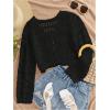 imageSHENHE Womens Tie Front Hollow Out Cover Up Summer Boho Knit Cardigan Crop TopsBlack