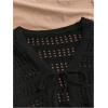imageSHENHE Womens Tie Front Hollow Out Cover Up Summer Boho Knit Cardigan Crop TopsBlack