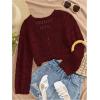 imageSHENHE Womens Tie Front Hollow Out Cover Up Summer Boho Knit Cardigan Crop TopsBurgundy