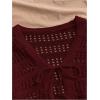 imageSHENHE Womens Tie Front Hollow Out Cover Up Summer Boho Knit Cardigan Crop TopsBurgundy