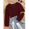 imageSHENHE Womens Tie Front Hollow Out Cover Up Summer Boho Knit Cardigan Crop TopsBurgundy