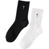 imageSHENHE Mens 2 Pairs Cross Print Embroidered Geo Crew Socks Knit Soft Daily SocksStar Black White