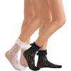 imageSHENHE Womens 2 Pairs Lace Glitter See Through Mesh Cute Ankle Socks Multicolour Lace Trim onesize