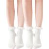 imageSHENHE Womens 2 Pairs Ruffle Socks Frilly Above Ankle Socks Breathable Mini Crew SocksWhite