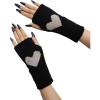 imageSHENHE Womens Heart Pattern Fingerless Thumb Hole Knitted Wrist Length Mitten GlovesHeart Black