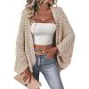 imageSHENHE Womens Open Front Loose Hollow Out Casual Dolman Sleeve Asymmetrical CardiganKhaki