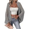 imageSHENHE Womens Open Front Loose Hollow Out Casual Dolman Sleeve Asymmetrical CardiganLight Grey