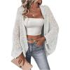 imageSHENHE Womens Open Front Loose Hollow Out Casual Dolman Sleeve Asymmetrical CardiganWhite