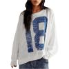 imageSHENHE Womens Oversized Graphic Sweatshirt Crewneck Number Print Vintage Sweatshirt TopWhite
