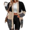 imageSHENHE Womens Plus Size Color Block Knit Cardigan Open Front Drop Shoulder Sweater Outerwear