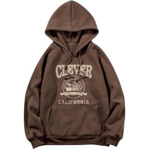 imageSHENHE Mens Loose Fit Bear Embroidery Long Sleeve Thermal Hooded Sweatshirt Hoodie TopsBrown