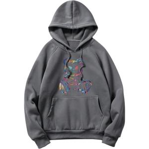 imageSHENHE Mens Loose Fit Bear Embroidery Long Sleeve Thermal Hooded Sweatshirt Hoodie TopsLittle Bear Grey