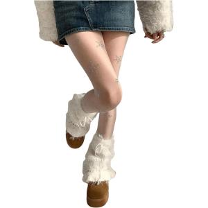 imageSHENHE Womens Sheer Tights Star Rhinestone Sparkly Sexy Gothic Stockings High Waist PantyhoseWhite