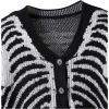 imageSHENHE Boys Graphic Skeleton Print Button Down V Neck Long Sleeve Halloween CardiganBlack and White