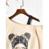 imageSHENHE Girls Graphic Print Cut Out Shoulder Asymmetrical Cute Sweatshirt Pullover TopApricot