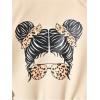 imageSHENHE Girls Graphic Print Cut Out Shoulder Asymmetrical Cute Sweatshirt Pullover TopApricot