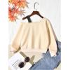 imageSHENHE Girls Graphic Print Cut Out Shoulder Asymmetrical Cute Sweatshirt Pullover TopApricot
