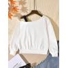 imageSHENHE Girls Graphic Print Cut Out Shoulder Asymmetrical Cute Sweatshirt Pullover TopWhite