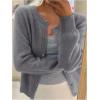 imageSHENHE Womens Crewneck Button Down Long Sleeve Cardigan Loose Casual Sweater TopGrey