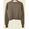 imageSHENHE Womens Crewneck Button Down Long Sleeve Cardigan Loose Casual Sweater TopKhaki