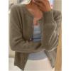 imageSHENHE Womens Crewneck Button Down Long Sleeve Cardigan Loose Casual Sweater TopKhaki