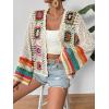 imageSHENHE Womens Floral Crochet Cardigan Hollow Out Open Front Long Sleeve Cardigan SweaterApricot