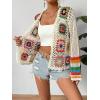 imageSHENHE Womens Floral Crochet Cardigan Hollow Out Open Front Long Sleeve Cardigan SweaterApricot
