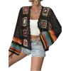 imageSHENHE Womens Floral Crochet Cardigan Hollow Out Open Front Long Sleeve Cardigan SweaterBlack