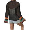 imageSHENHE Womens Floral Crochet Cardigan Hollow Out Open Front Long Sleeve Cardigan SweaterBlack