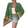 imageSHENHE Womens Floral Crochet Cardigan Hollow Out Open Front Long Sleeve Cardigan SweaterGreen