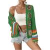 imageSHENHE Womens Floral Crochet Cardigan Hollow Out Open Front Long Sleeve Cardigan SweaterGreen