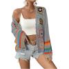 imageSHENHE Womens Floral Crochet Cardigan Hollow Out Open Front Long Sleeve Cardigan SweaterGrey