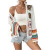 imageSHENHE Womens Floral Crochet Cardigan Hollow Out Open Front Long Sleeve Cardigan SweaterWhite