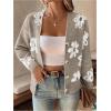 imageSHENHE Womens Floral Print Button Down Cardigan V Neck Drop Shoulder Knit OuterwearApricot a