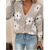 imageSHENHE Womens Floral Print Button Down Cardigan V Neck Drop Shoulder Knit OuterwearApricot a