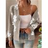 imageSHENHE Womens Floral Print Button Down Cardigan V Neck Drop Shoulder Knit OuterwearApricot a