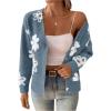 imageSHENHE Womens Floral Print Button Down Cardigan V Neck Drop Shoulder Knit OuterwearBlue
