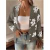 imageSHENHE Womens Floral Print Button Down Cardigan V Neck Drop Shoulder Knit OuterwearDark Grey