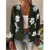imageSHENHE Womens Floral Print Button Down Cardigan V Neck Drop Shoulder Knit OuterwearDeep Green