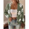 imageSHENHE Womens Floral Print Button Down Cardigan V Neck Drop Shoulder Knit OuterwearGreen