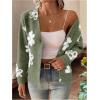imageSHENHE Womens Floral Print Button Down Cardigan V Neck Drop Shoulder Knit OuterwearGreen