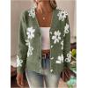 imageSHENHE Womens Floral Print Button Down Cardigan V Neck Drop Shoulder Knit OuterwearGreen