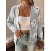 imageSHENHE Womens Floral Print Button Down Cardigan V Neck Drop Shoulder Knit OuterwearGrey