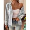 imageSHENHE Womens Floral Print Button Down Cardigan V Neck Drop Shoulder Knit OuterwearGrey
